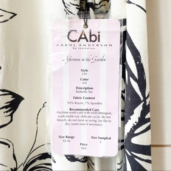 CAbi Butterfly Floral Long Sleeve Trapeze Tee L - Picture 4 of 7